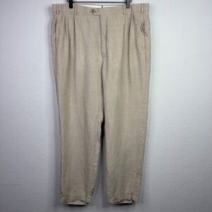 J. Hilburn Pants Mens 38x32 Beige Linen Cuffed Trouser Vacation Minimalist
